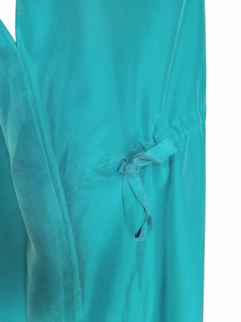 Eileen Fisher Esmerelda Green Washed Silk V-Neck Dress Boxy Fit Women's Size M - Picture 9 of 12